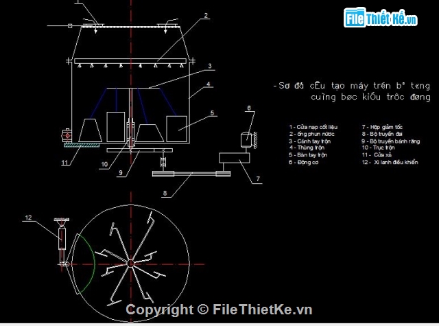 Bản vẽ,Bản vẽ autocad,máy trộn bê tông kiểu đứng